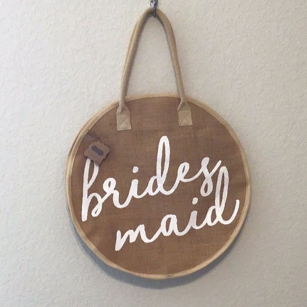 Mud Pie NWT Women’s Bridesmaid Jute Round Tote Bag Purse Cotton Handles